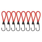 8Pcs Bungee Cord with Hooks 6.3" Rubber Bungee Cords for Outdoor, Red