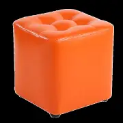 NNETB Orange Square Stool with Solid Wood Frame