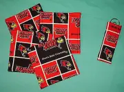 *COASTER SET of 4 and/or KEYCHAIN key ring ILLINOIS STATE REDBIRDS University