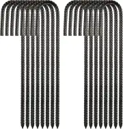 16Pack 12 Inch Rebar Stakes Heavy Duty J Hook, Galvanized Ground Stake Tent Stak