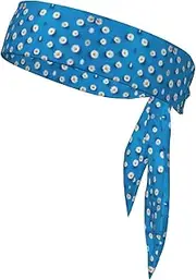 White Daisy Sports Strap Double-Sided Headscarf Men's Bow Tie Sports Headscarf Running Yoga Exercise Headband