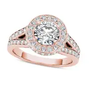 1.5 CT. T.W. Natural Diamond Frame Split Shank Engagement Ring in Solid 14K Rose Gold