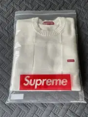 Supreme Tonal Checkerboard Small Box Sweater, White, Sz M