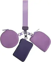 [Generic] Wrist Wallet - Purse with Key Chain, Triple Wrist Pocket, Coin Purse, Wrist Purse with Zipper for Women, Portable Purse, Key Holder, Pocket, Purple, Siehe Beschreibung, See description