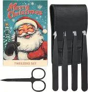 5-Pack Stainless Steel Tweezers Set for Women with Curved Scissors, Great Precis