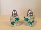 Set of 1/2 oz Tiny Hand Painted St. Patrick’s Day Shamrock Salt & Pepper Shakers