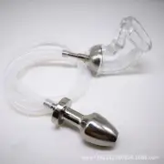 Penis Sheath Sleeve Girth Condoms-Extender-Enlarger With Mouth Plug Men BDSM Toy