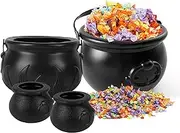 Large Witches Cauldron,Halloween Cauldron Candy Pail | 4X Halloween Candy Holders, Large Witches Cauldron for Indoor Outdoor Home Decoration