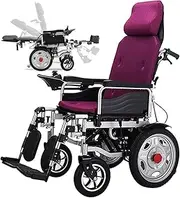 Folding Electric Wheelchairs, 90-180° Lie Flat Wheelchairs, Powerchair Heavy Duty Powerful Dual Motor Compact Mobility Aid Wheel Elderly Mobility Vehicles Disabled Aids Scooters (Color : B)