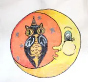 Owl & Moon Halloween Ornament Needlepoint Canvas American on 13 mesh Handpainted