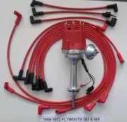 small cap PLYMOUTH 1959-72 383 400 RED PRO HEI Distributor & Spark Plug Wires