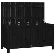 Outdoor Storage Box Garden Patio Tool Chest Bench Seat Black Solid Pine Wood