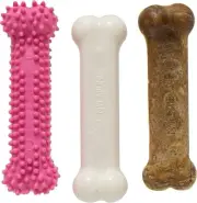 Puppy Triple Pack - Pink Puppy Teething Toy, Nylon Dog Toy, & Chew Treat Variety
