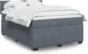 Bedroom Furniture Box Spring Bed with Mattress Dark Grey Queen Velvet