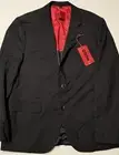 HUGO Suit Jacket Mens Size 40S Solid Black/ Red Check Superflex Modern Fit $398