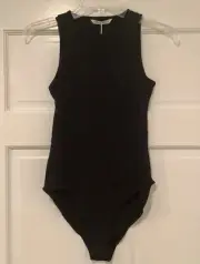 MANGOPOP Sleeveless Black Bodysuit Crewneck Women's Size Small,NEW.