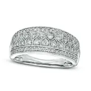 0.50 CT. T.W. Certified Natural Diamond Antique Vintage-Style Multi-Row Ring in Solid 14K White Gold (I/I1)