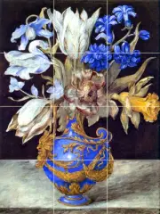 Art Nicolas Robert Mural Ceramic Backsplash Bath Flowers Vase Tile #254