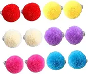[OATIPHO] 6 Pair Plush Ball Earring Clip Kids Hypoallergenic Stud Earrings Non Piercing Jewelry for Girls