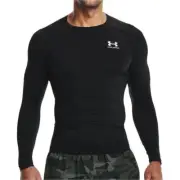 Under Armour HeatGear Armour Mens Compression Top Black Long Sleeve Gym Excerise