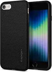 SPIGEN Liquid Air Case Designed for Apple iPhone SE 2022 [3rd Gen] / iPhone SE 2020 [2rd Gen] / iPhone 8 / iPhone 7 Soft TPU Armor Slim Cover - Black