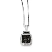 Sterling Silver Black Diamond Square Pendant