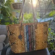 Badgley Mischka Vegan Leather Snakeskin Pattern Tote NWT