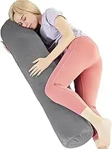 Body Pillow for Adults, Bolster Pillow with Removable Velour Cover, Support for Back, HIPS, Legs, Long Round Roll Cylinder Pillow for Bed