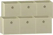SORTI 33x37x33 CM 6X Pack White Beige Foldable Folding Storage Cube Storage Box Bookcase Fabric Cube Toy Organiser Organizer