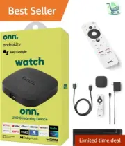 Compact onn Android TV Streaming Device - 4K Resolution & Voice Control Remote