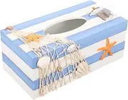 UTHCLO Ocean Style Tissue Box Wooden Holder Living Room Napkin Box Multifunctional Decorative Cover