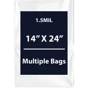 1.5Mil 14" X 24" | LDPE Clear Flat Poly Bags, Flexible & Durable | Multiple Bags
