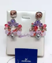 Swarovski Ribbon Earrings 2looks Stud/Dangle Crystal Pearl & Beads NEW 1127214