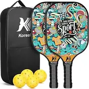 Koreal Pickleball Paddles Set, Lightweight Pickleball Paddles Set of 2, Carbon Fiber Pickleball Paddles, 2 Pack Pickleball Racquets with 4 Pickle Balls, Pickleball Paddle Gifts for Beginners & Pros