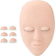 Lash Mannequin Head, Professional Eyelash Mannequin Head Kit, Eyelash Extension Practice Doll Head with 3 Pairs Replaceable Eyelid Single Layer Lashes, Lash Kit for Makeup,
