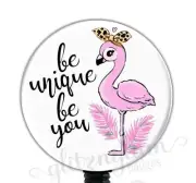 Flamingo Badge Holder, Be Unique Badge Reel, Flamingo Bird Retractable ID GG5701