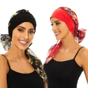 2 Pieces Chemo Headwear Cancer Headwear with Scarfs Chemo Cap Head Scarf for ...