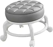 Generic 360° Rotating Low Roller Seat Stool Universal Swivel Casters Round Lightweight Swivel Chair Movable Mini Stool for Salons, Gray
