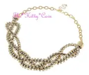 Catwalk Designer 14K Gold Plated Crystal Braided Statement Bib Collar Necklace