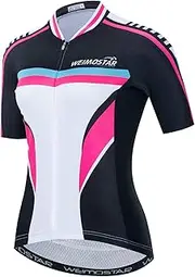 [JPOJPO] Womens Cycling Jersey Short Sleeve Road Bike Shirt Bicycle Biking Clothing 3 Rear Pockets Quick-Dry Tops S-3XL