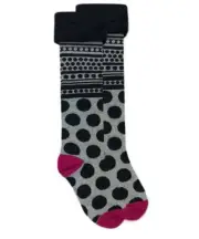 Jefferies Black Polka Dot Fuzzy Cuff Knee High Socks Boot Socks XS 2-4 Years