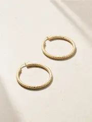 [STONE AND STRAND] STONE AND STRAND - Bold Sparkle Medium 14-karat Gold Hoop Earrings - One size One size Gold