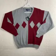 FALDO by Pringle Mens XL Vnt 90s Sweater Modern Color Block Argyle NEW