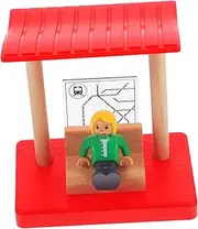 BESPORTBLE Fun Train Station Platform Toy for Boys and Girls Wooden Simulation Station Platform Model Pretend Play Set Random Style