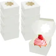 WODJR 50Pcs Cupcake Boxes Pastry Bakery Boxes Cookie Boxes White Bakery Box C...