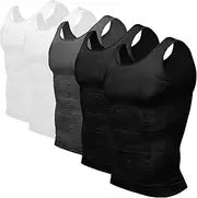 [Odoland] Slimming Vest Mens 5 Pack Compression Vest Body Shaper Men Shapewear Compression Shirt Masculine Undershirt Tank Tops