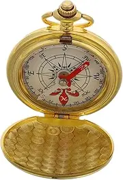 WESIEVYA Pocket Watch Compasses Brass Compass Men's Pocket Watch Gold Pocket Watch Chain Mechanical Pocket Watch Pocket Compass for Men Compass Watch Compass for