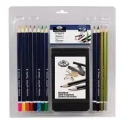 Royal Brush - Clamshell Art Sets Drawing Pencil With Sketchbook 13Pc*