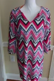NWT Jude Connally Bree Zig Zag Berry Chevron Dress Large $198