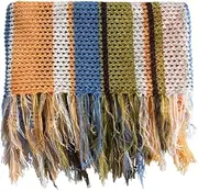 CVBFDB Striped Tassel Office Nap Blanket Student Blanket Retro Wind Outdoor Blanket Shawl Air Conditioning Blanket